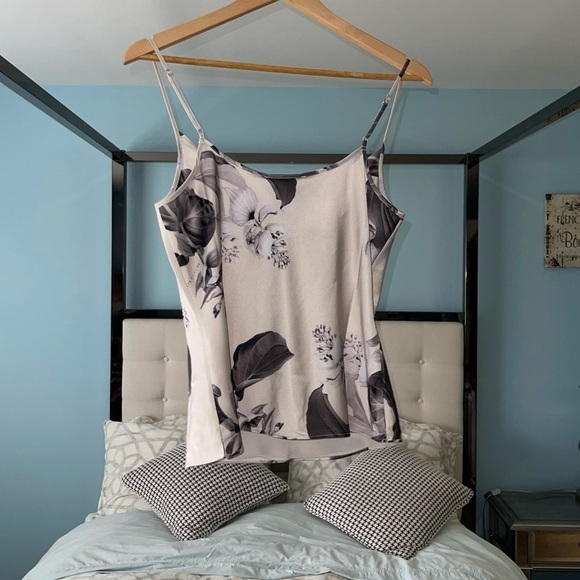 NEW AllSaints Hadley Cowl Neck Satin Top ECRU WHITE Gray Marble Size 4 US 8 UK - Picture 6 of 7